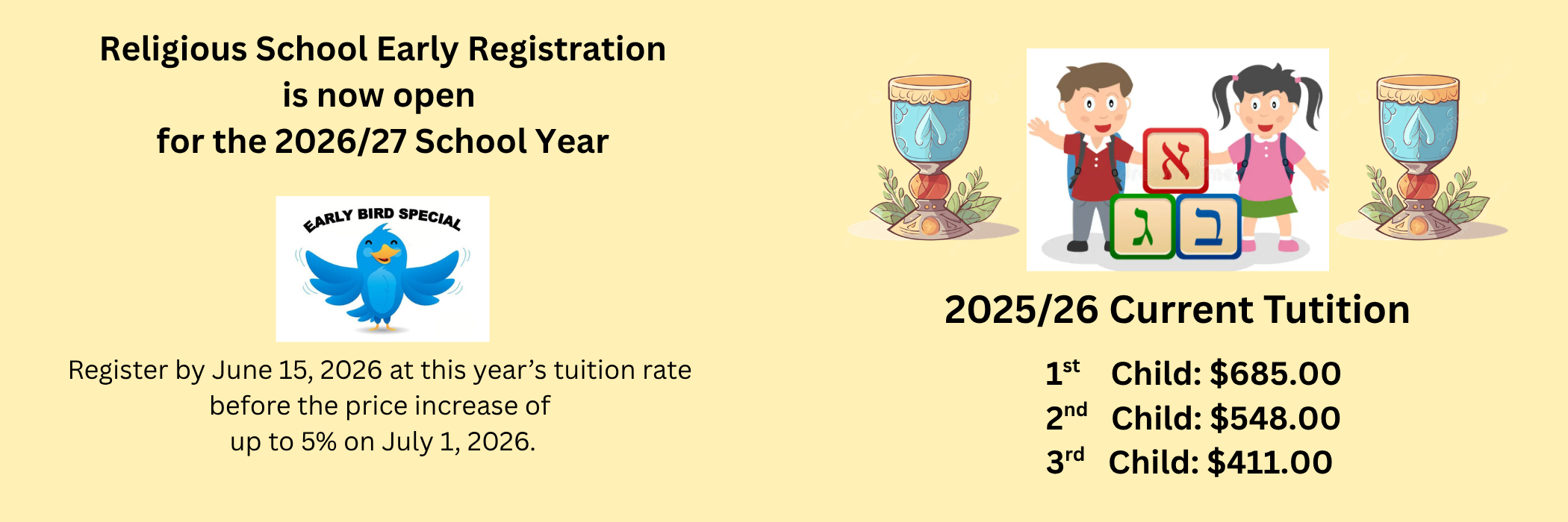 Religious School Early Bird Registration